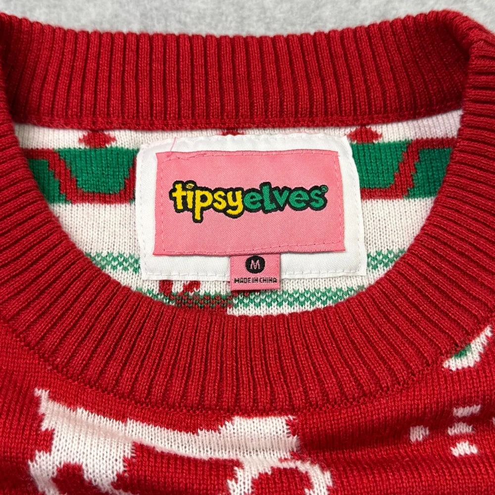 Tipsy Elves Women’s Christmas Sweater Dress Red Reindeer Ugly Holiday Party‎ M